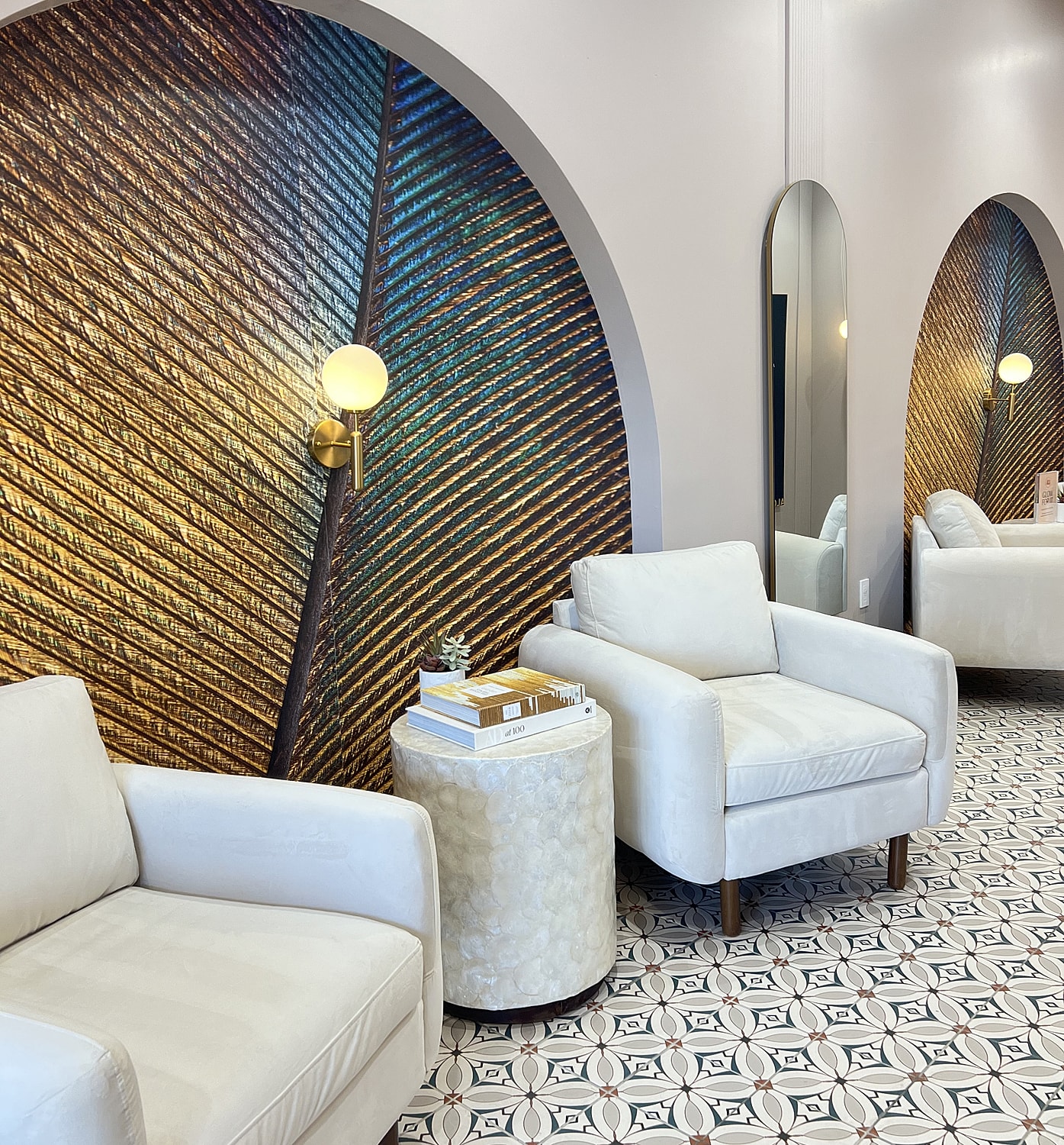 Alchemy 43 logo on wooden wall background.