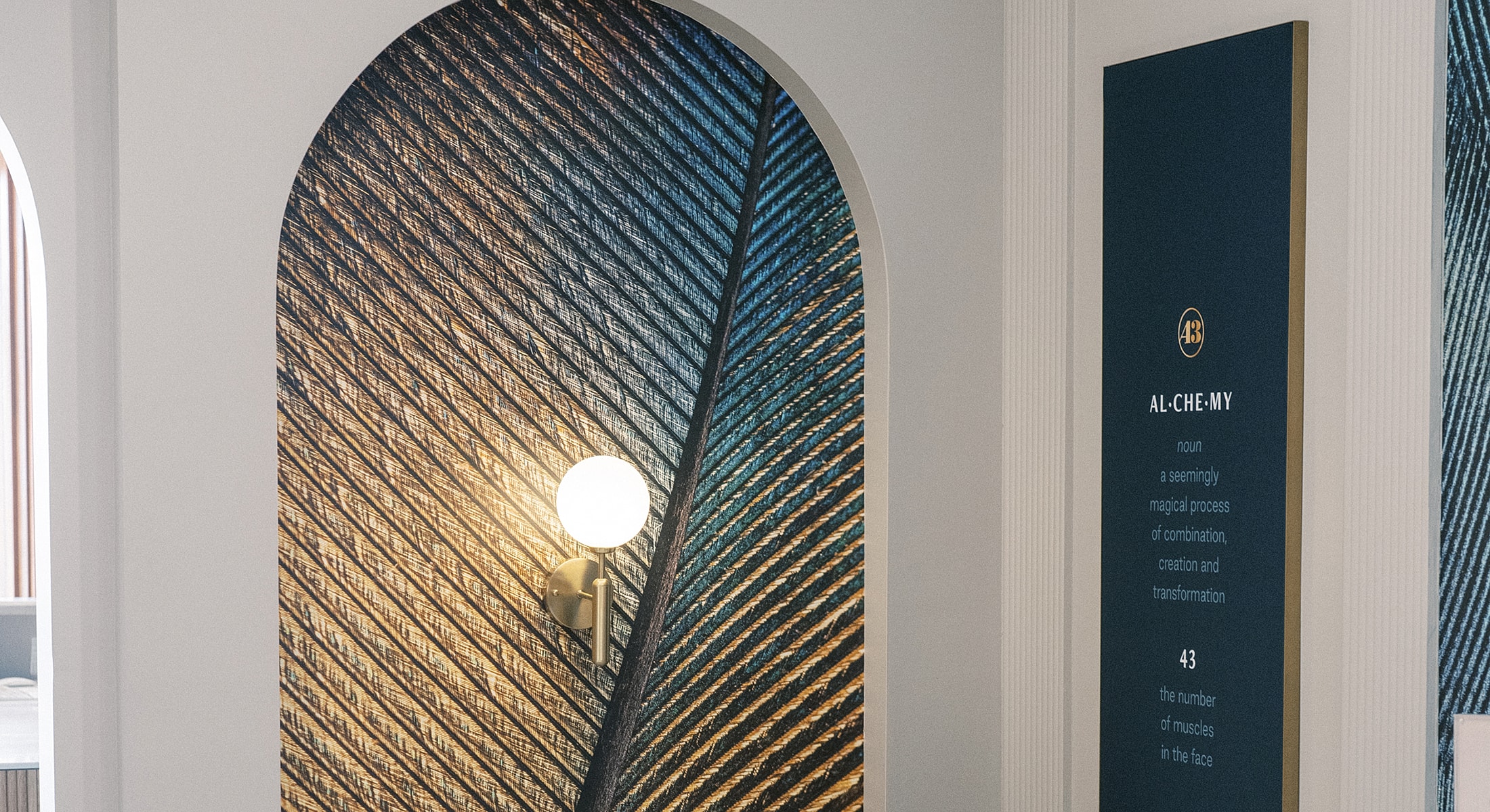 Artistic wall design with text about alchemy.